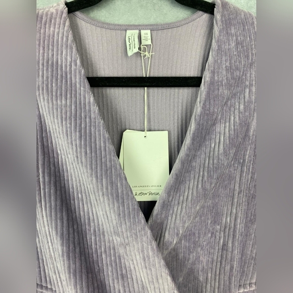 & Other Stories Lilac Corduroy Wrap Button Front Mini Dress M - Picture 7 of 13